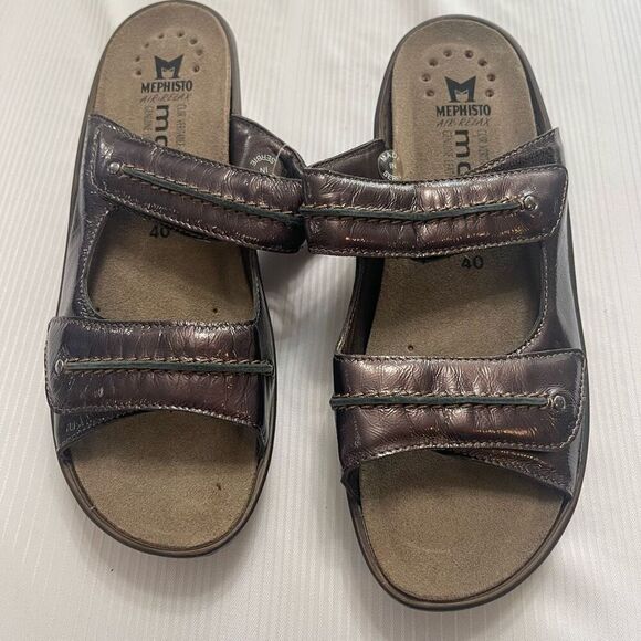 NWT Mephisto Mobils Patent Leather Sandals Size 40 US 10 New - Picture 2 of 7